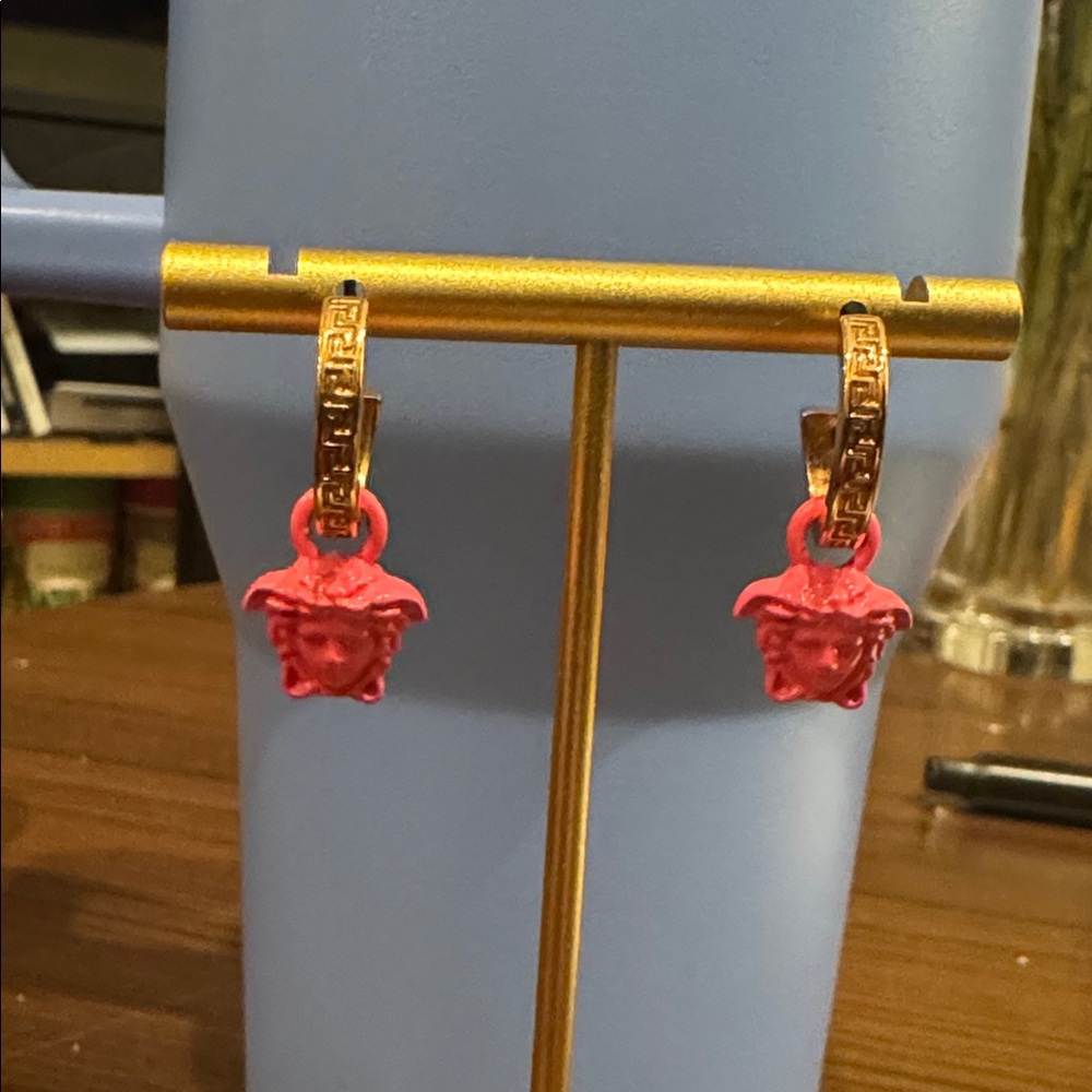 Pink Versace La Medusa Hoop Earrings